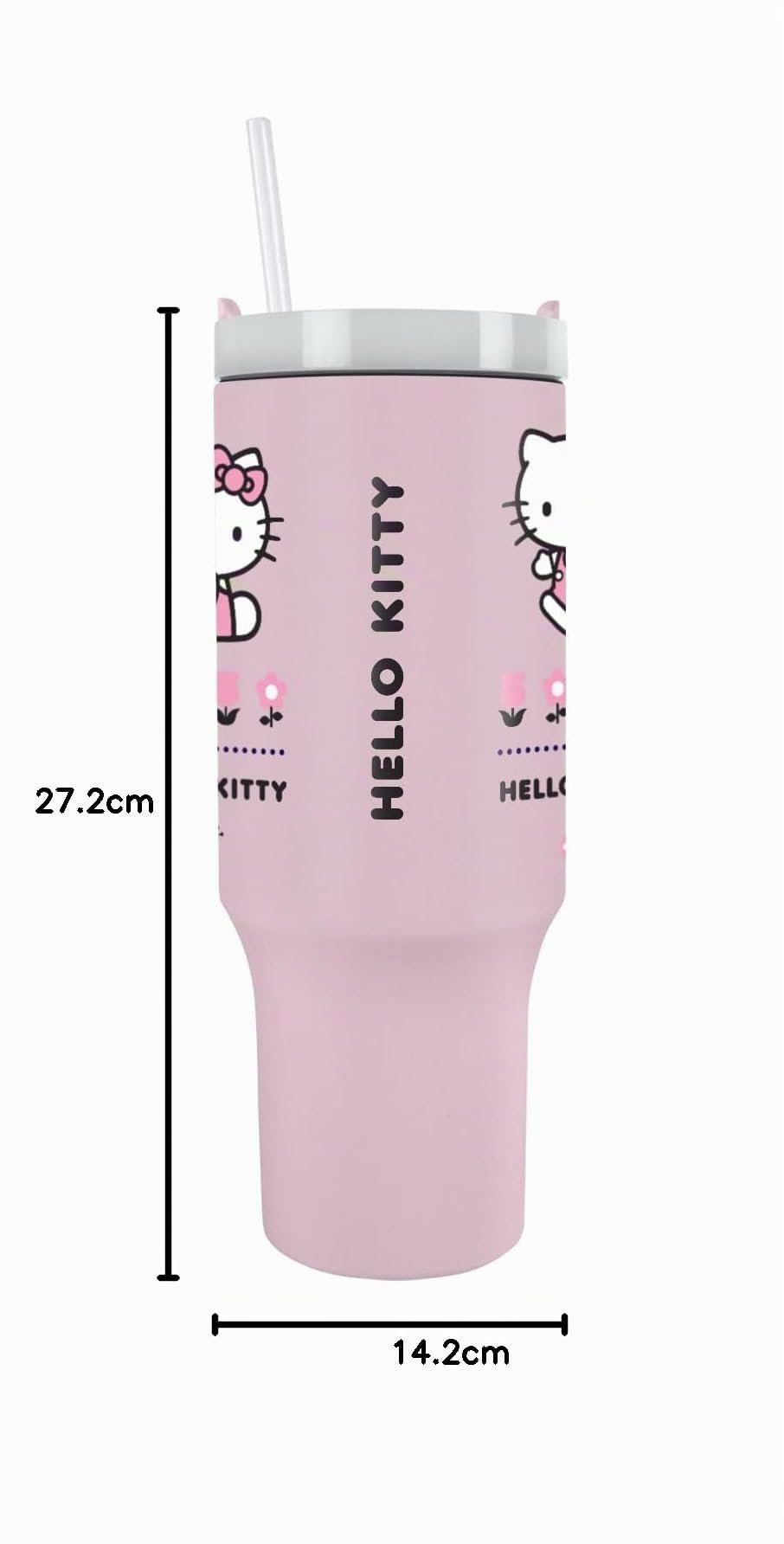 Pyramid International - Tumbler Hello Kitty - Tazza termica con cannuccia e manico - 1,2 L - Thermos caldo e freddo