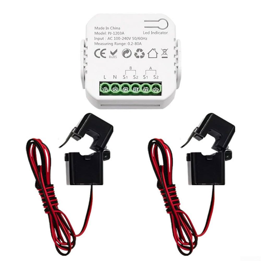 Power Usage Monitor for Tuya and For Smart Life Apps Supporting For ZigBee Network with For CT Current Sensor Clamp for Accurate For Energy Tracking (2CT)