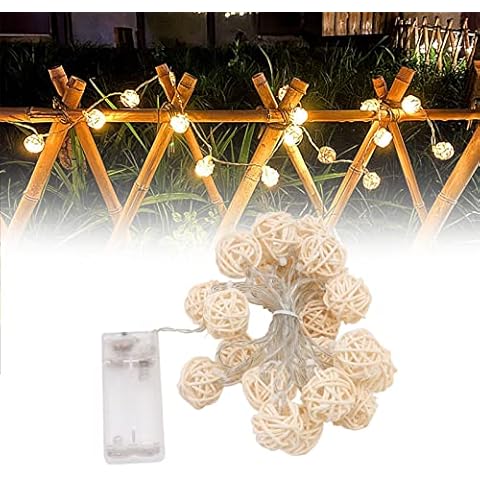 Srliya 20 LED Rattan Ball String Lights Cover