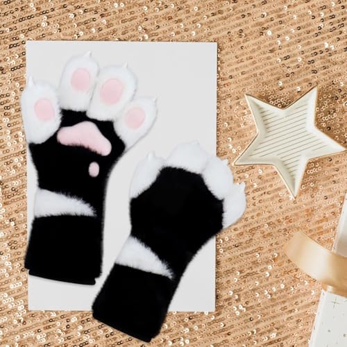 Cute Furry Plush Gloves Halloween Cosplay Full Finger Gloves Furry Animal Claws Long Claw Role Playing Party Props4
