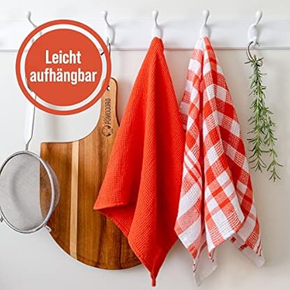 Chef Pomodoro Geschirrtücher Küchenhandtücher Trockentücher Küche, 10er Set, Baumwolle, Premium Qualität, Geschirrtücher Orange, 63.5 x 38 cm, weich & saugfähig – Bild 7