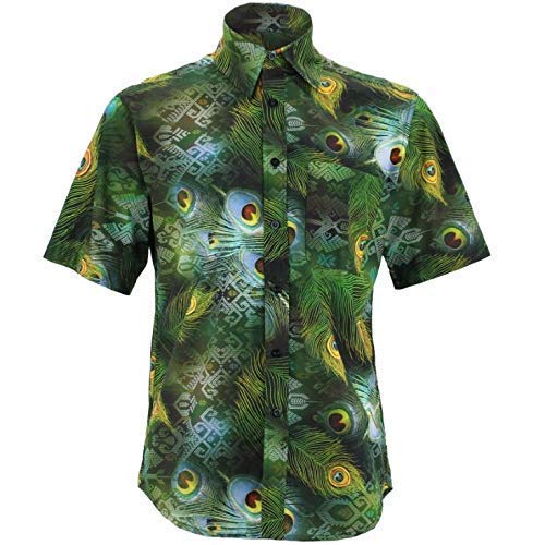 Chemise standard bleu plumes de paon aux finitions soignées