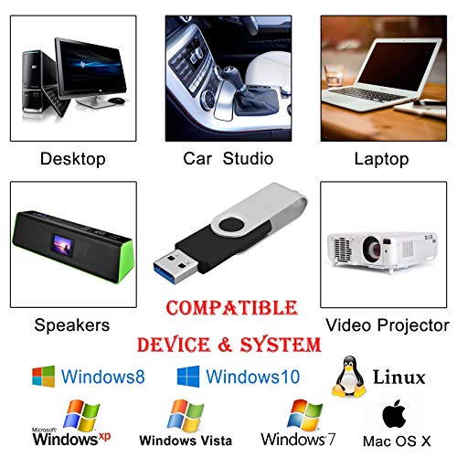 Image of Kootion 50pcs 1GB USB Flash Drive 1 GB Flash Drives 50 Pack Thumb Drive Swivel Memory Stick Jump Drive, Black