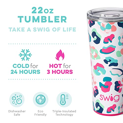 Swig Life 22Oz Triple Insulated Stainless Steel Skinny Tumbler With Lid, Dishwasher Safe, Double Wall, And Vacuum Sealed Travel Coffee Tumbler In Party Animal Leopard Print #TOP1