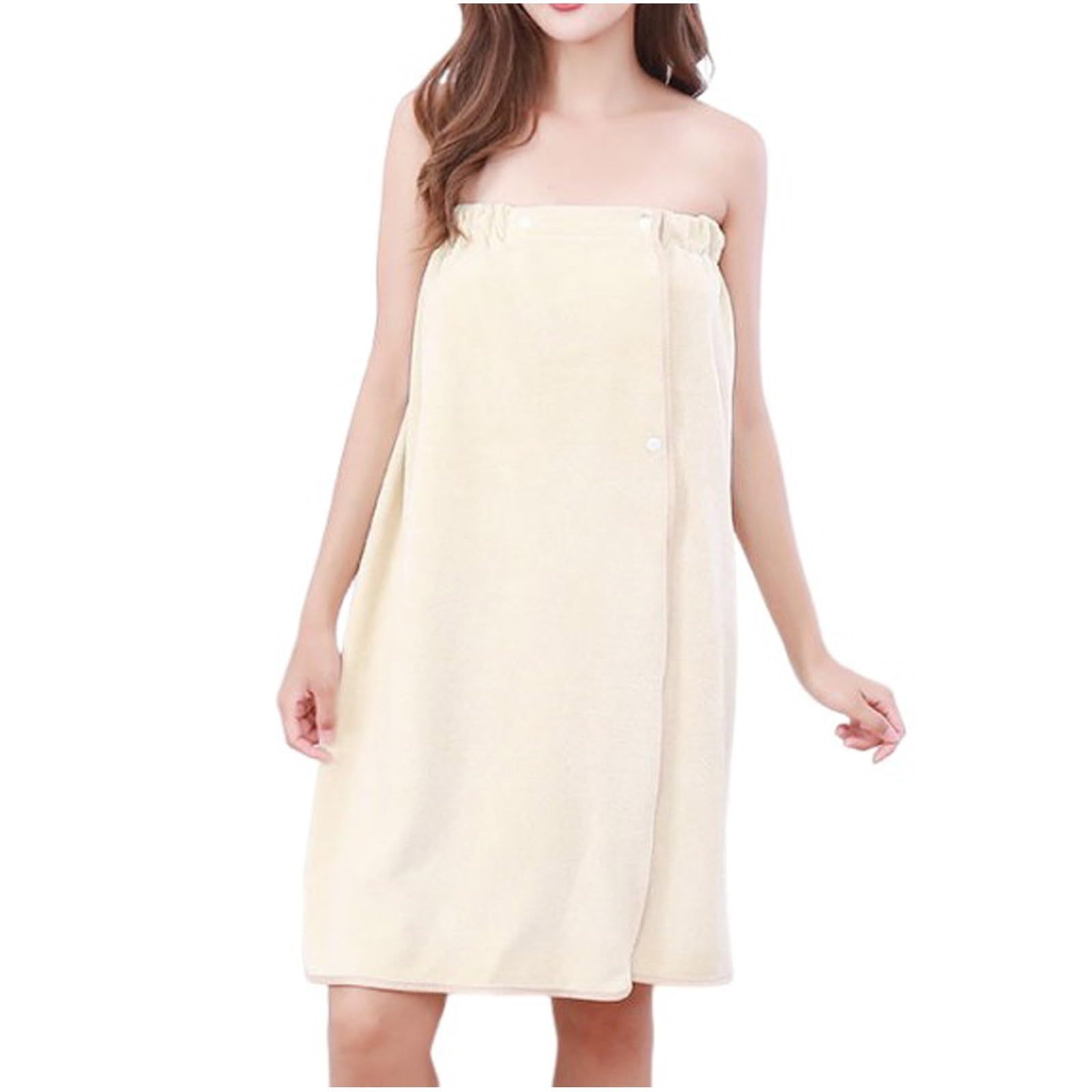 Women Spa Body Wrap Shower Bathrobe Bath Towel Robe with Adjustable Snap Closure Gym Pool Travel Bath Towels
