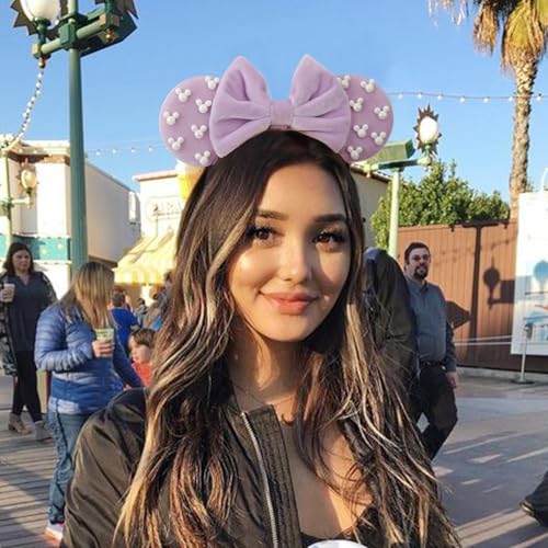 Image of DRESHOW Minnie Ears Headbands Mouse Ears Velvet Bow Headbands Elastic Adjustable Headband Party Decoration Cosplay Costume for Women