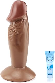 Gode Réaliste 11 cm Petit Gode anal souple avec ventouse Puissante Mini Gode Réaliste Jouet pour adultes Petit gode pour Femmes Hommes (Brun)