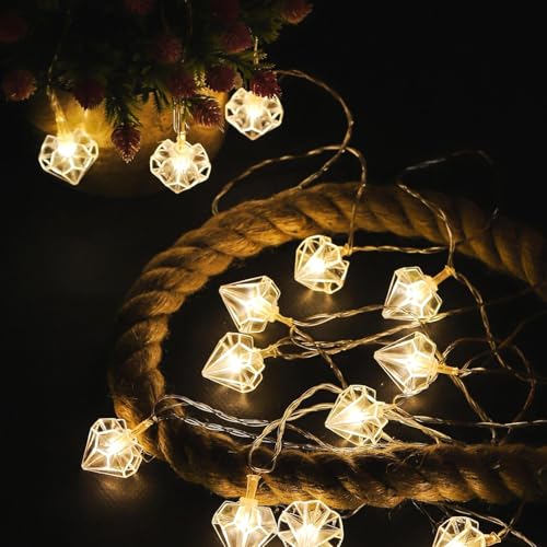 Image of Lexton Fairy 14 Diamond Shape LED String Light | 14 LED, Plug Sourced, 4 Meter Long | Suitable for Diwali, Birthday, Festival, Wedding, Party, Patio, Lawn, Restaurants (Pack of 1, Warm White)