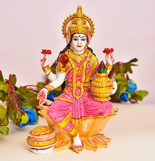 Image of Handicraft Polyresin Marble dust Laxmi Ji Murti forbest for Diwali Decor Pooja Room I Home Temple Decoration Items I god Idols I Statue I God Idols I (Size :: 7 x 4 Inche)