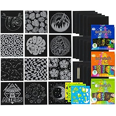 Art 101 USA Crafts 3 Pack Scratch Art Kit with 33 Pieces, Multi