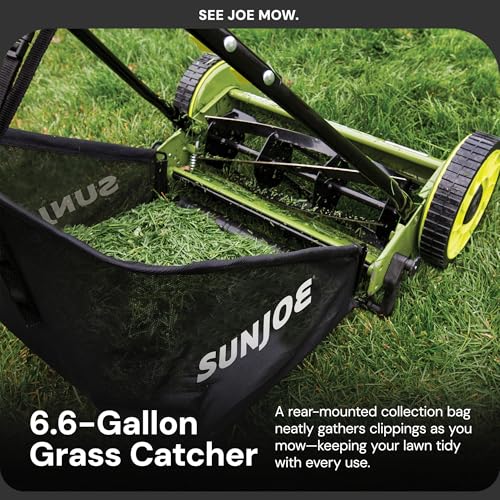 image for Sun Joe MJ500M 16-Inch Manual Reel Mower w/Adjustable Cutting Height, 