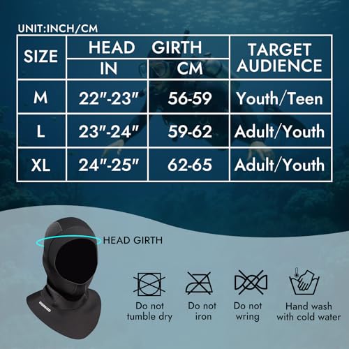 image for Dizokizo Diving Scuba Hood 3mm Thermal Neoprene Wetsuit Hood for Men W