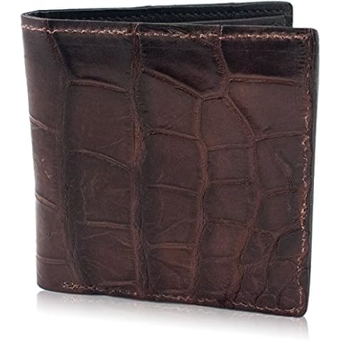Brown Genuine Alligator Skin Hipster Wallet Handmade with 12 Card Slots Cover