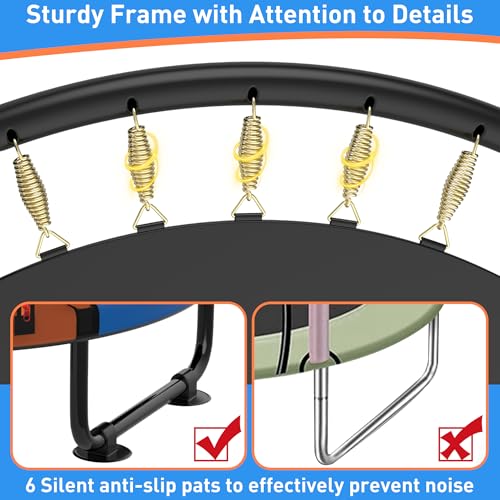 Trampoline for Kids 600LBS 4.5FT 5FT 5.5FT Toddler Indoor Outdoor with Safety Net, Swing, Adjustable Bar, 54'' 66'' Mini Small Trampoline with Basketball Hoop