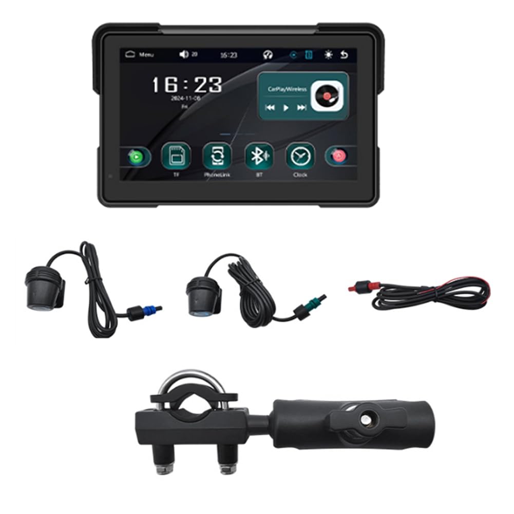 Écran de Navigation Moto Portable 7 Pouces Étanche Bluetooth sans Carplay Android Auto MP5 Lecteur