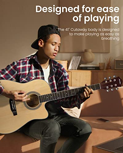 Moukey Guitare Acoustique 4/4 pour Débutant Adolescent Adulte Guitare Folk 41 Pouces avec Poster d’Accords Guitare Guitares Classiques Pack Naturel - Les Beatles, Paul McCartney, John Lennon, RIngo Starr, George Harrison Moukey Guitare Acoustique 4/4 pour Débutant Adolescent Adulte Guitare Folk 41 Pouces avec Poster d'Accords Guitare Guitares Classiques Pack Naturel – Image 7