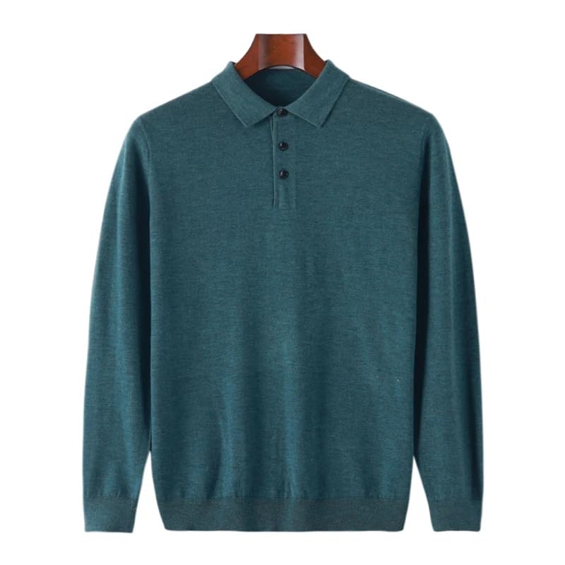 Men's Wool Knitted Polo Neck Sweater Solid Breathable Thin Loose Casual Top.3