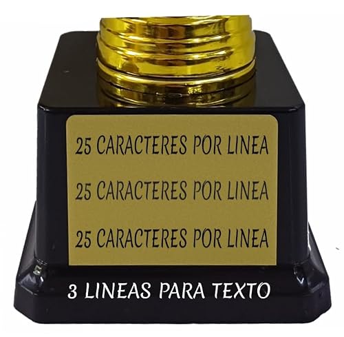 Miniatura 3 de Dolarestore Copa Trofeo Con Textos Personalizados Especial Para Regalo Base Negra 11x20 Cm