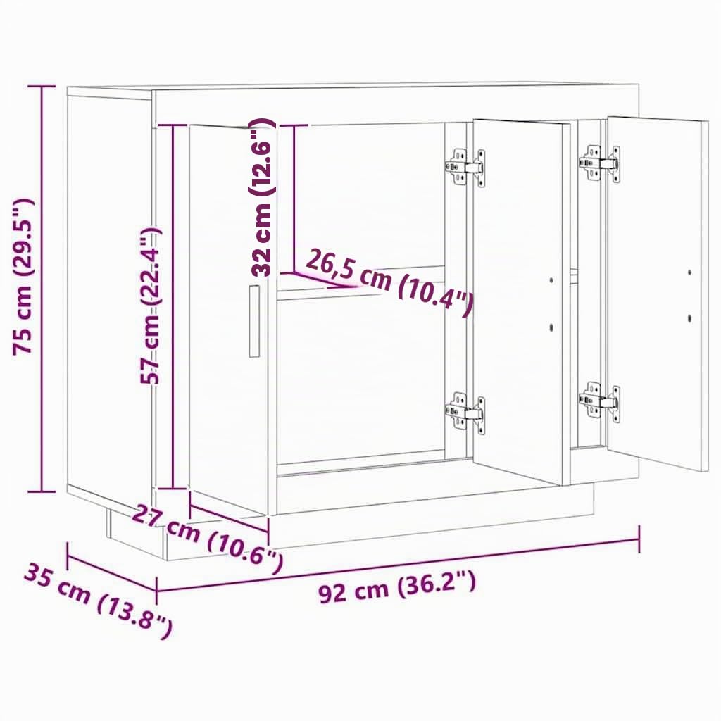 vidaXL Aparador de Madera de ingeniería Roble Artisan 92x35x75 cm