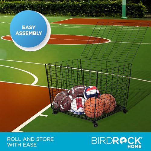 BIRDROCK-HOME-Sports-Ball-Basket-Organizer-with-Wheels-Heavy-Duty-Casters-Ideal-for-Basketball-Football-Soccer-Baseball-Lockable-Ball-Storage-Locker-with-Lid-for-Gym-Garage-or-Outdoor-Use-Ball-Organiz