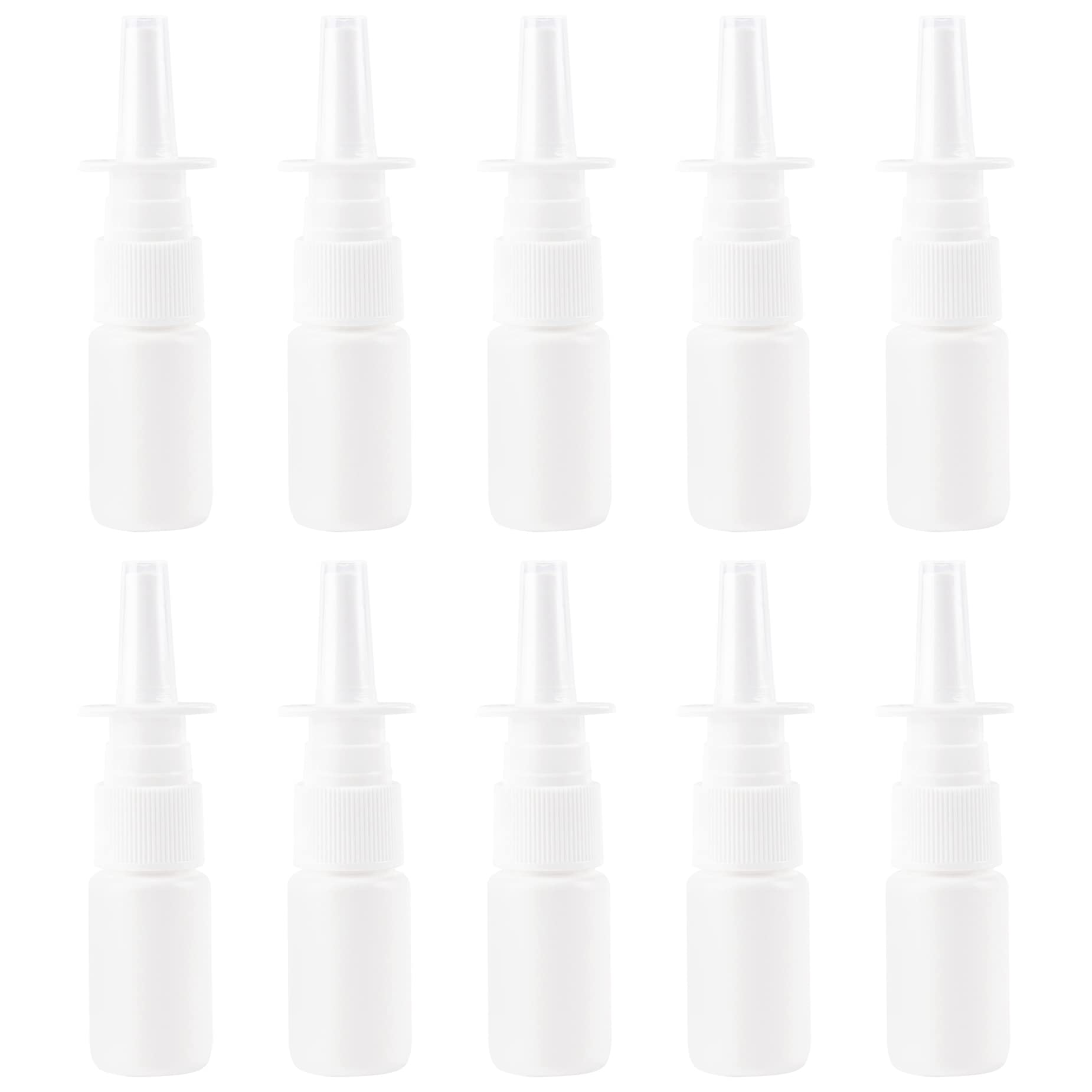 RP Remarkable Power, 10 Pack White Plastic Empty Nasal Spray Bottles 20ml Fine Mist Nose Nasal Sprayers Refillable Container for Home Travel Outdoor Use
