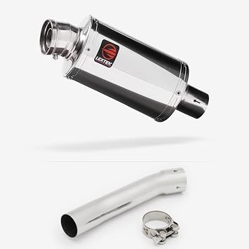 Lextek Stainless Steel Polished OP4 200mm Exhaust with Link Pipe compatible with Suzuki SV650 99-02