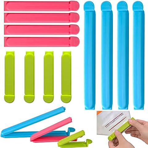 Bag Clips, Gadom 12Pcs Plastic Food Clips for Snack Food Storage Cover