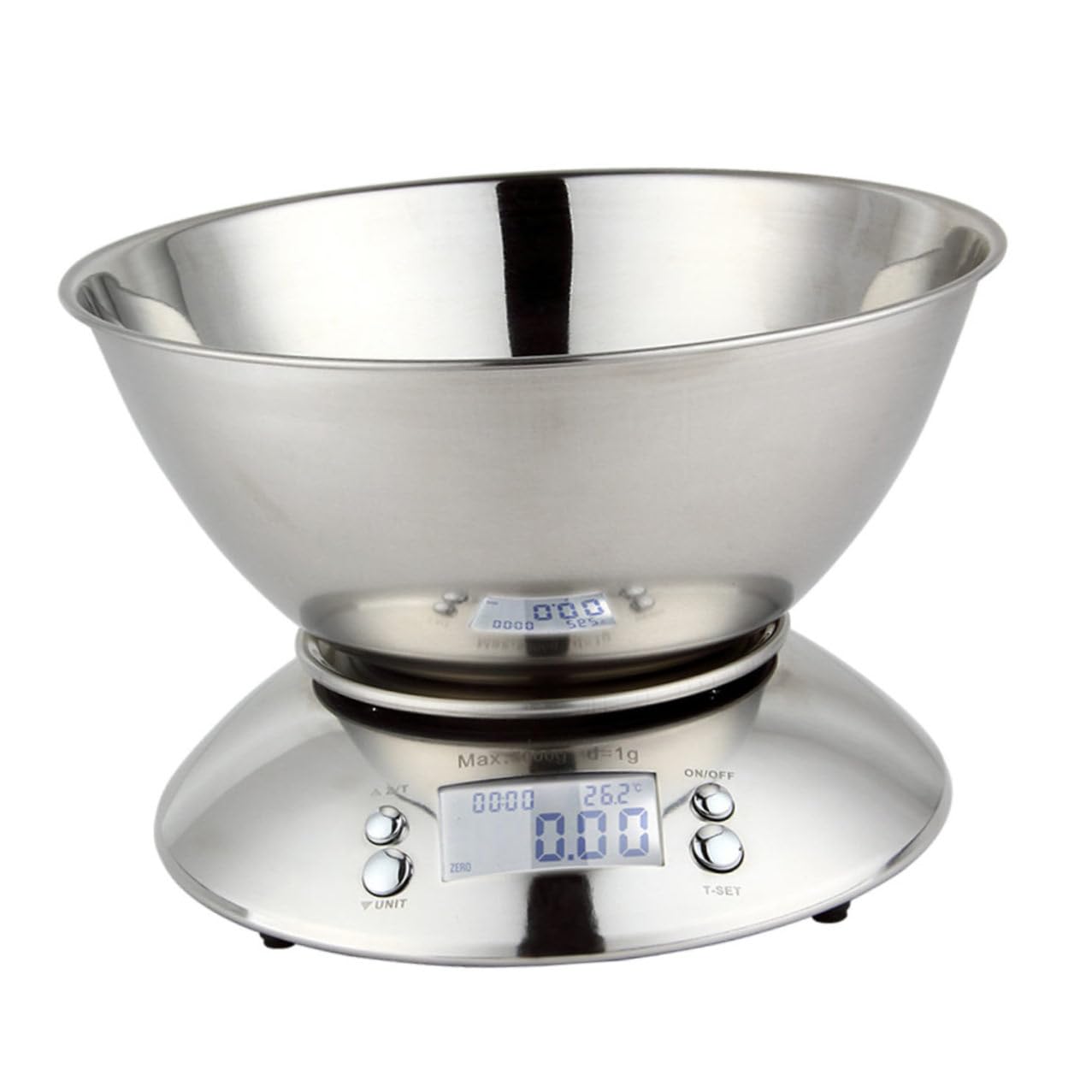 Precise Electronic Kitchen Food Scale with Stainless Steel Removable Bowl, Timer and Clock Display, High-Precision Digital Weighing Tool for Baking and Meal Prep Random Color