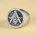 Eosing Masonic Ring Freemason Member Silver Stainless Steel Compass Mason Jewelry Band