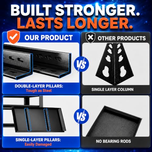 Image of Fish Tank Stand, Freestanding Aquarium Stand with Storage Shelves for Living Room and Office, Heavy Duty Metal Fish Tank Table Fits 20-29 Gallon Terrariums, Black, 3-Tier, 31.5 inchHx27.6 inchWx13.8 inchD