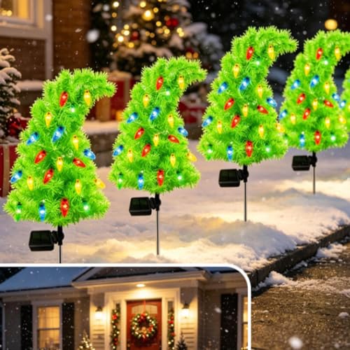 Luces solares de Navidad impermeables con diseño árbol torcido resistente a la intemperie 5