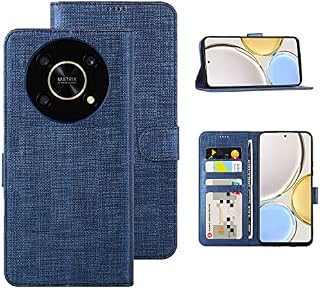 Foluu for Honor Magic 4 Lite 4G/5G Case, Wallet Case Card Holster Canvas Flip/Folio Soft TPU Cover Bumper with Kickstand Ultra Slim Strong Magnetic Closure for Honor Magic 4 Lite 4G/5G 2022 (Blue)