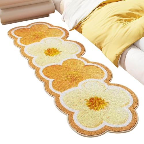 Cute Flower Bath Mat - Flower Pattern Washable Rugs, 120x50cm Washable Absorbent with Soft Plush, Bathroom Carpet, Indoor Floor 