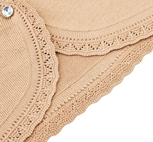 Lilax Baby Girls' Knit Long Sleeve Button Closure Bolero Cardigan Shrug (9-12 Months, Camel)
