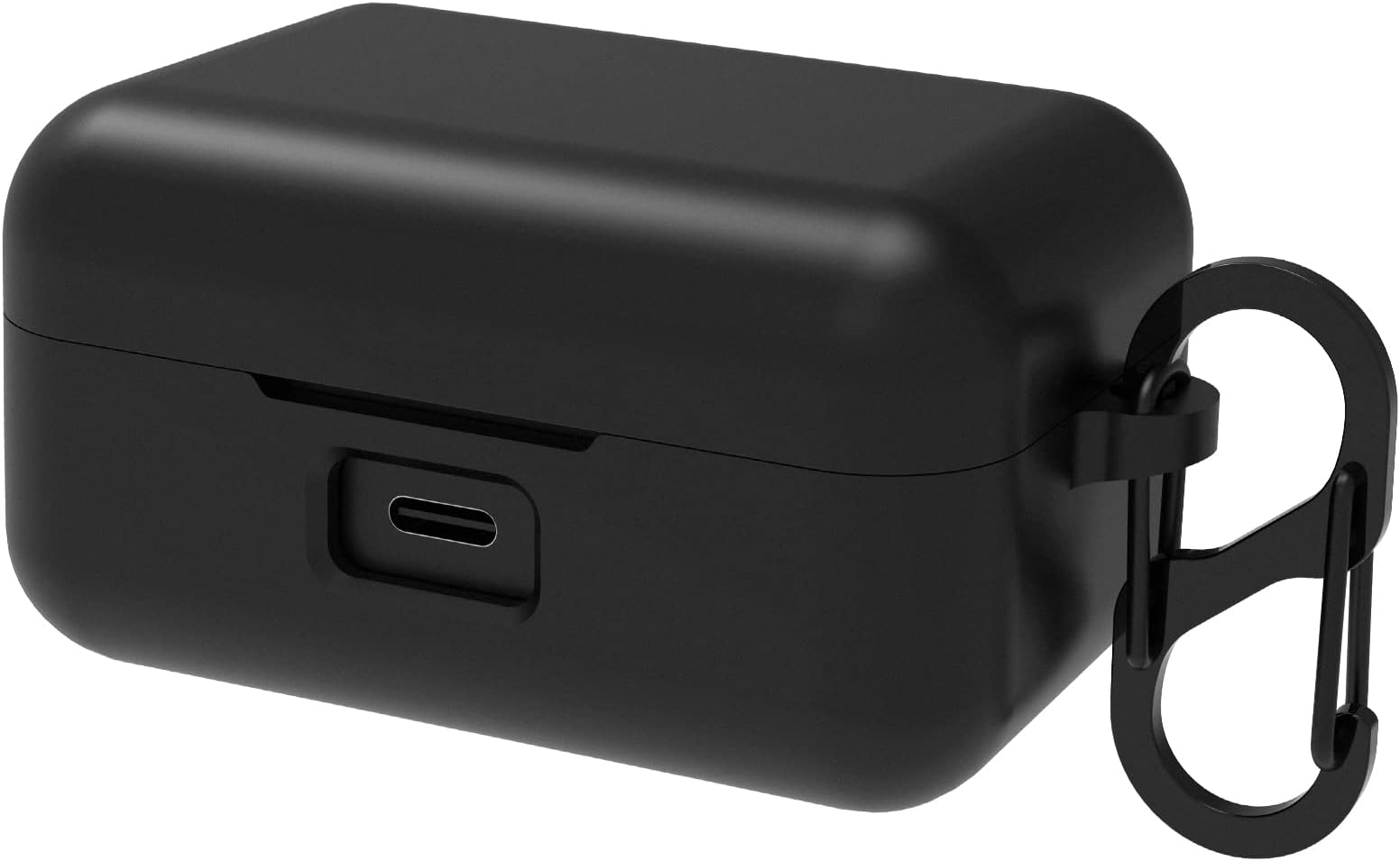 Silicone Case Cover Compatible with Sennheiser MOMENTUM True Wireless 3 Earbuds, Earphones Skin Cover, Protective Carrying Case with Keychain Hook, Charging Port Accessible (Black)