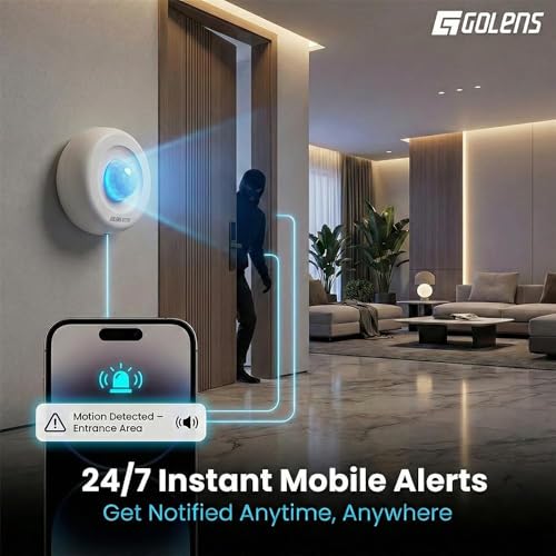 Image of Golens A7 WiFi PIR Motion Sensor for Home Security | App Control | Indoor Outdoor Motion Detector | Smart Alarm Sensor | Instant Mobile Alerts | Easy Installation