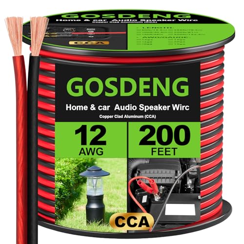 12 AWG Red/Black Speaker Wire - 200 ft Flexible Audio Cable