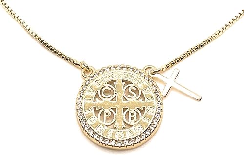 Lariat Necklace for Women, San Benito Necklace, Saint Benedict Necklace, San Benito Lariat Necklace, Gifts for Her, Dainty Long Gold Necklace for