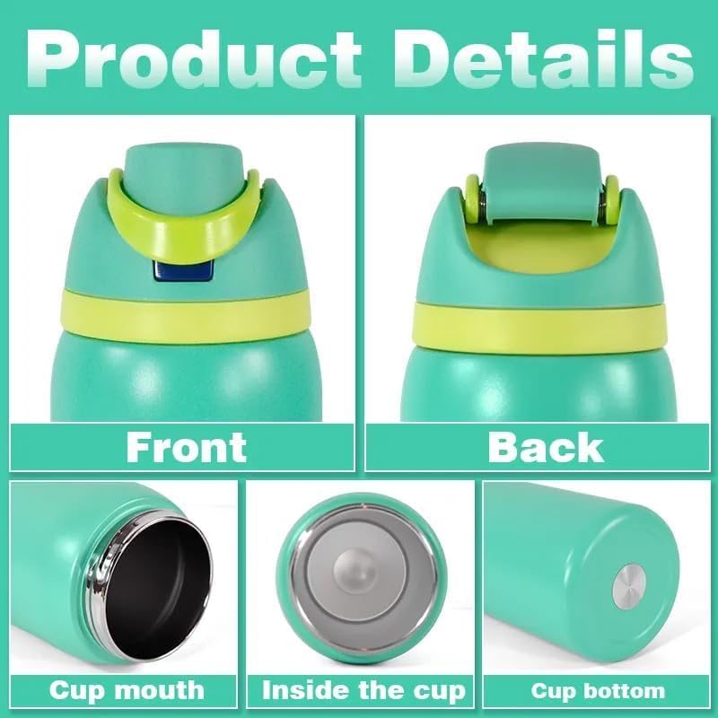 Image of FreeSip Flip-Top Water Bottle for Kids & Adults, Leakproof One-Hand Open Lid, BPA-Free, Easy Carry for School, Office, Sports & Travel - 32 oz (Light Green, 960 ml)