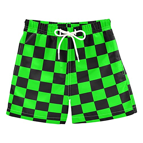 Green Black Buffalo Check Boys Swim Trunks Checkerboard Toddler Beach Board Shorts Baby Summer Bathing Suit 4T