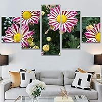 SIGNWIN 5 Panel Canvas Wall Art Pink Fields for Home Decorations Ready to Hang - 60