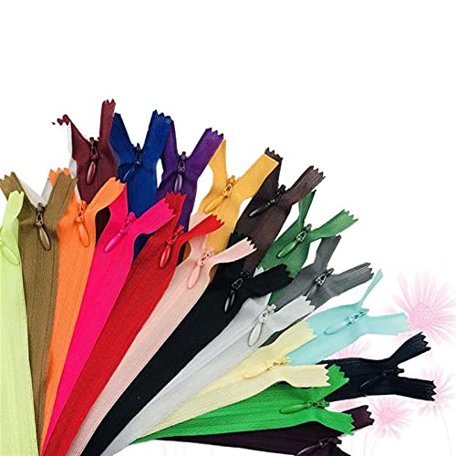 Lfang-Cremalleras 23 unids Nylon invisible oculta cremalleras multicolor cremalleras cerradas con cremallera para coser artesanía de bricolaje (color mixto), Duradero en uso(25 cm)