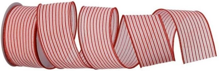 Regency International Vintage Peppermint Stripe Ribbon, 10-Yard, Red White