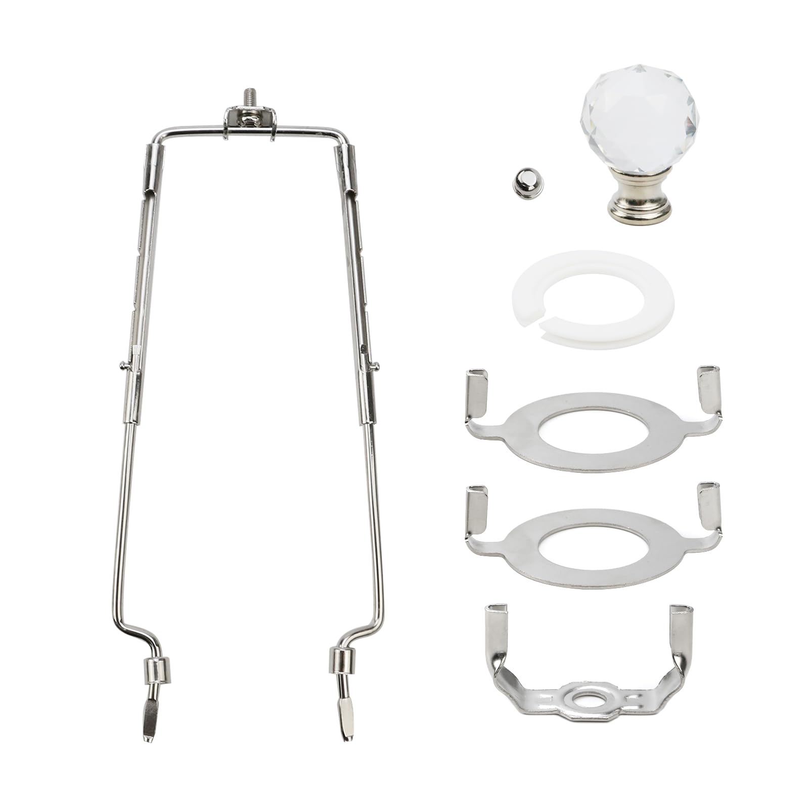 UTALIND 7 8 9 10 inch Lamp Shade Harp Holder Crystal Glass Ball Finial Lamp for Standard Lamp Rod and E26 E27 Light Base Fitter Adapter Frame Accessories Lamp Shade Brackets(1 Pack)