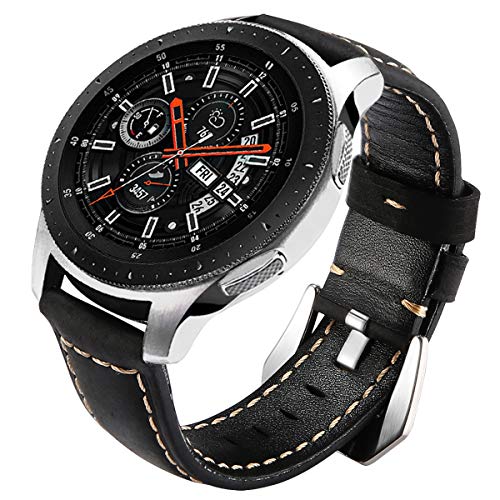 Maxjoy Galaxy Watch 3 45Mm Band, Galaxy Watch 46Mm Bands Gear S3 Frontier Classic Leather Watch Band 22Mm Replacement Strap Compatible With Samsung Galaxy Watch 3 45Mm/ 46Mm/ Gear S3 Smartwatch, Black #TOP5