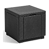 ALLIBERT JARDIN ALLIBERT Jardin Mesa Cubo de imitación ratán Trenzado con Almacenamiento de 60 L, 42 x 42 x 39 cm, Color Grafito