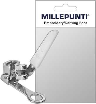 MILLEPUNTI Free Motion Embroidery Darning Presser Foot, fits Most Low Shank Sewing Machines, Compatible with Singer/Brother/Janome/Juki and More, Easy Installation & Durability
