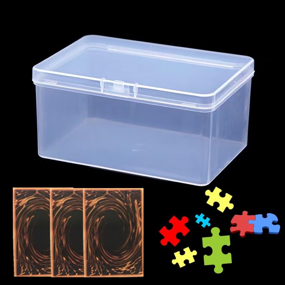 2PCS Clear Deck Card Storage Boxes - Collectible Trading Card Cases, Holders with Plastic Containers for Game, Puzzle & Chess Pieces