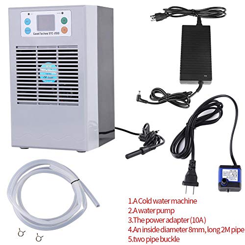 Yosooo Aquarium Thermostat, 100-240V Digital Fish Tank Water Cooling Heating Machine Fish Tank Chiller Heater for Small-Scale Refrigeration Heating Aquaculture(STC-200 35L)