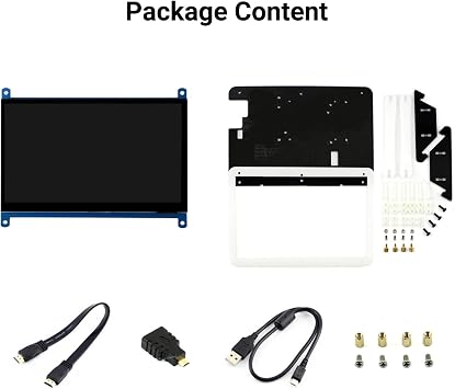 Waveshare 7inch HDMI LCD (C) Capacitive Touch Screen Display Supports Various Systems for All Ver. Raspberry pi 3 Model B/3 B+/2 B/B+/B/A Banana Pi with Bicolor Case
